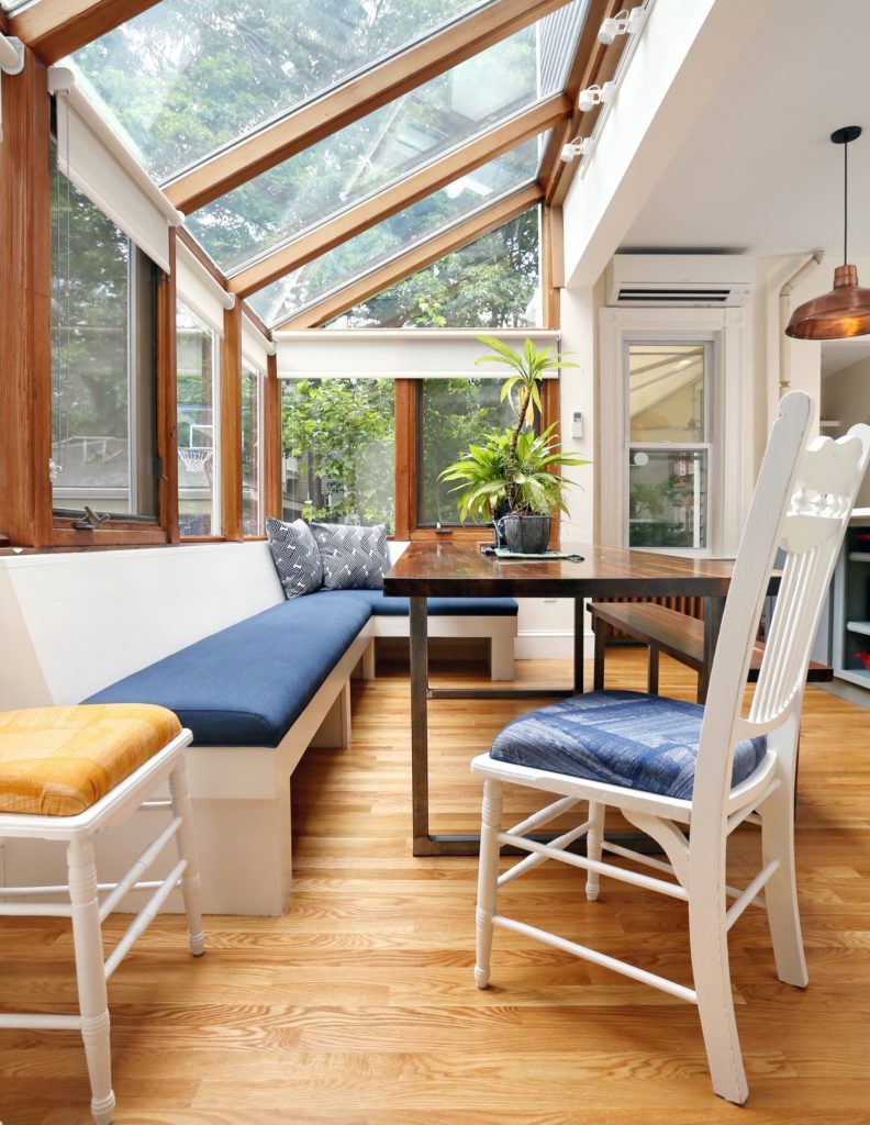 Sunroom with hardwood floor