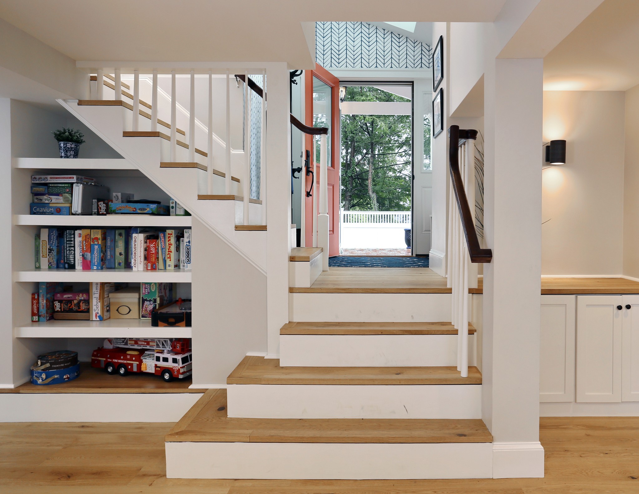 Painted wood staircase