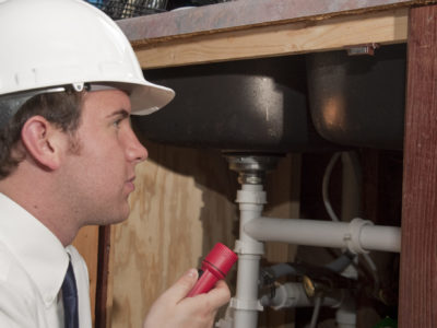 Home inspector looking at a home's structure