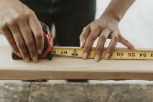 Woman doing a home improvement project.