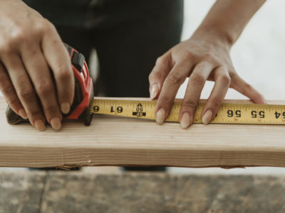 Woman doing a home improvement project.