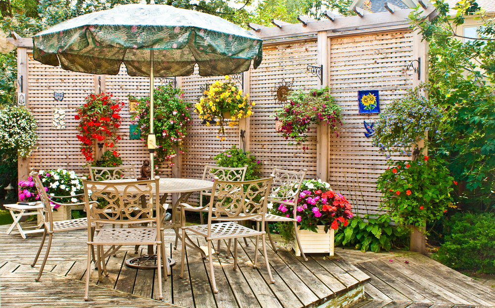 Wood deck with table and chairs