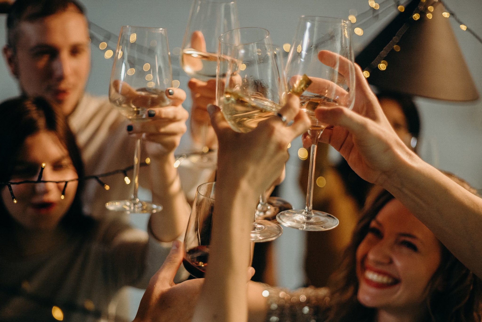 Group at party toasting