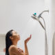 Woman taking aromatherapy shower