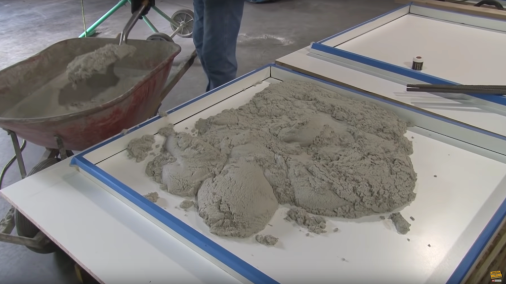 Filling a concrete countertop form