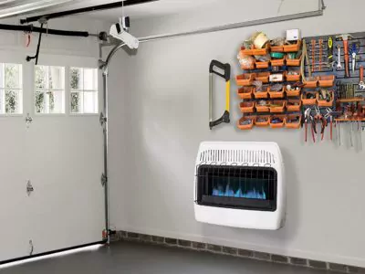 Garage Heater Dyna-Glo 30,000 BTU Natural Gas Blue Flame Vent Free Wall Heater, White