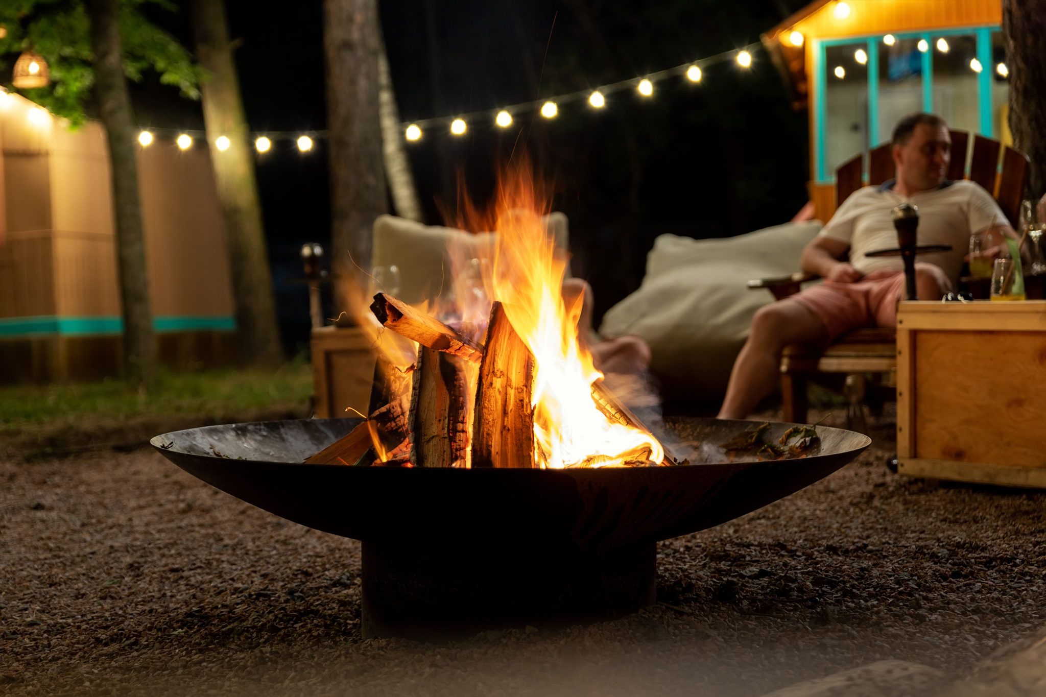 Cast iron fire pit on beach