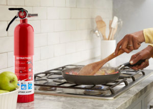 Fire extinguisher in kitchen