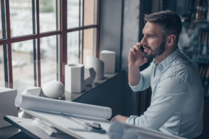 Contractor on phone