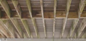 Underside of a deck ready for ceiling.