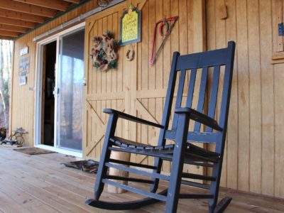 Wooden rocking chair on porch