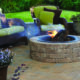 Brick fire pit in a paver patio