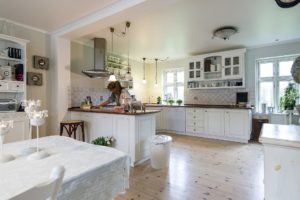 Woman cleaning kitchen