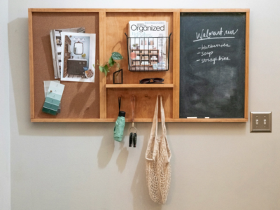 Bulletin Board Organizer on a wall