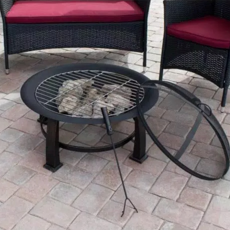 AZ Patio Heaters 30 in. Wood Burning Firepit in Black Lifestyle