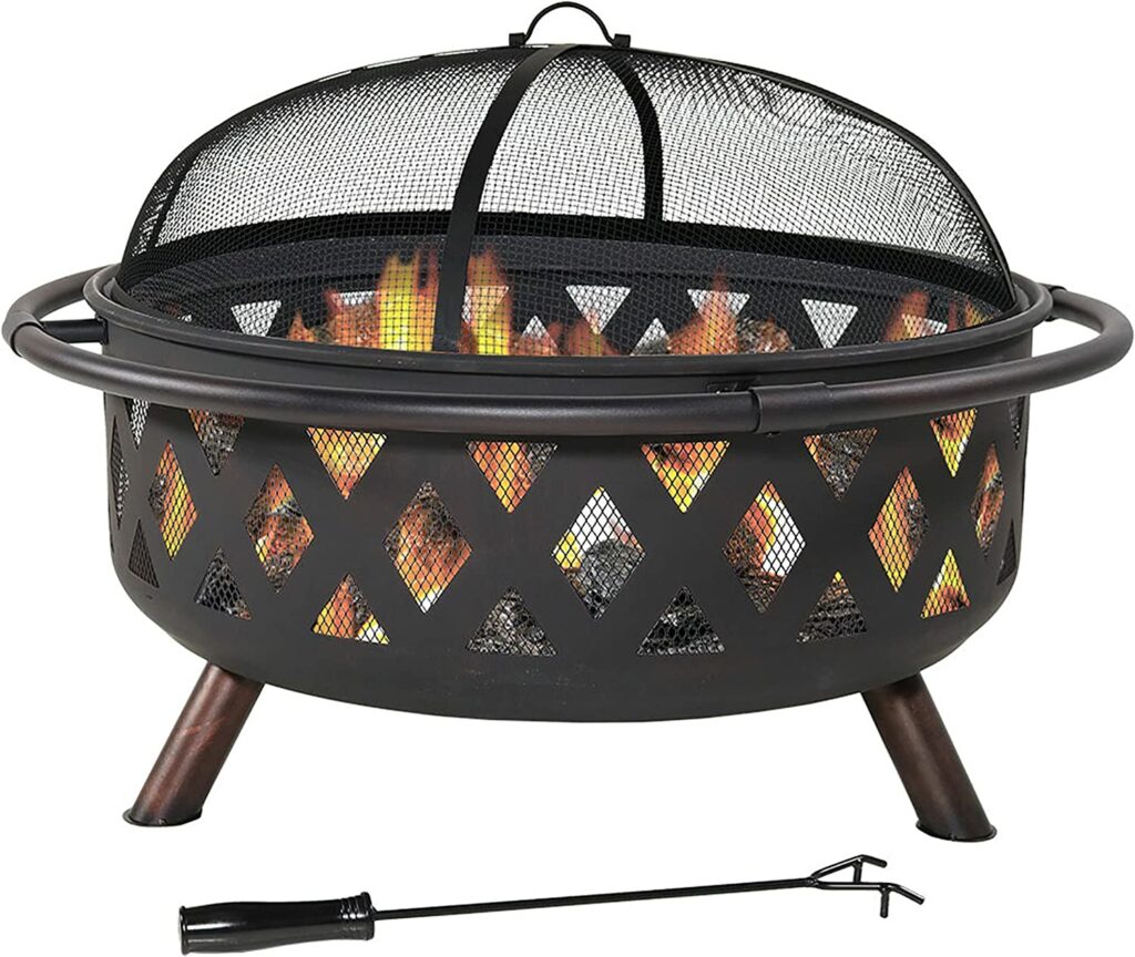 Sunnydaze Black Crossweave Large Outdoor Fire Pit - 36-Inch