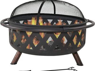 Sunnydaze Black Crossweave Large Outdoor Fire Pit - 36-Inch