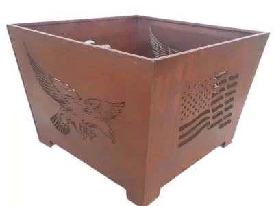 Eagle 24 in. x 16 in. Square Steel Wood Burning Fire Pit in Rust