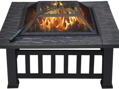 Yaheetech 32in Outdoor Metal Wood Burning Firepit Square Table