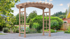 Arbor in a backyard of a home