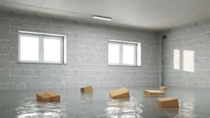 Flooded basement after rain storm