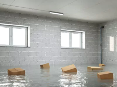 Flooded basement after rain storm