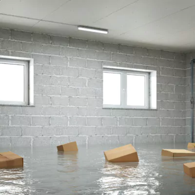 Flooded basement after rain storm