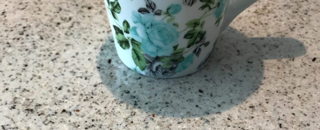 Close up view of completed SpreadStone bath countertop