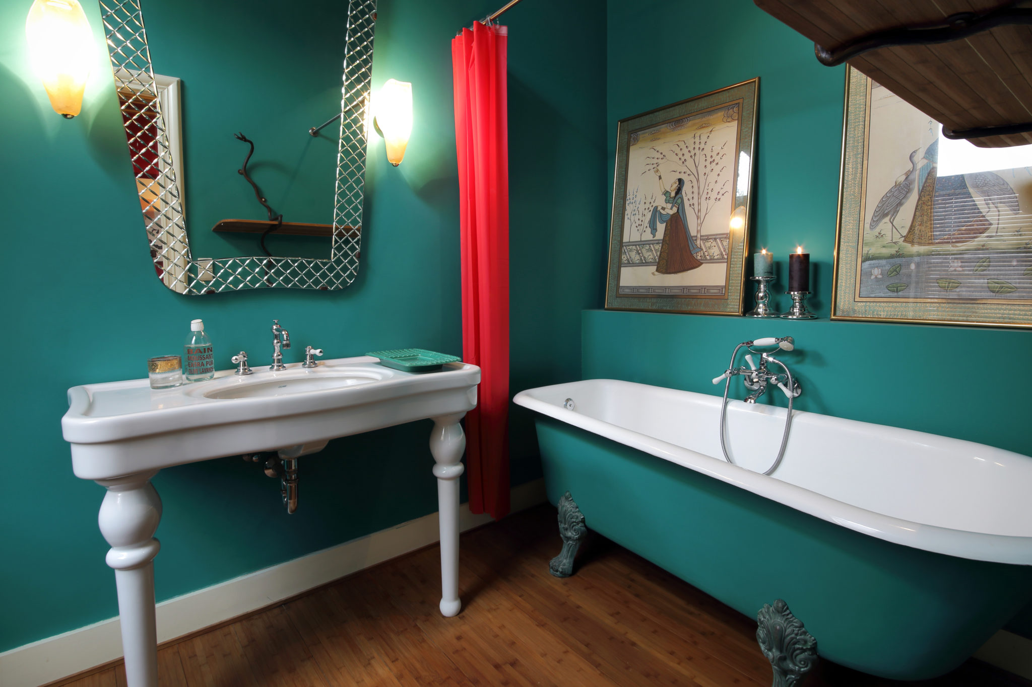 Bathroom with old restored tub