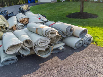 Old carpet removed from a house.