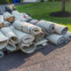 Old carpet removed from a house.