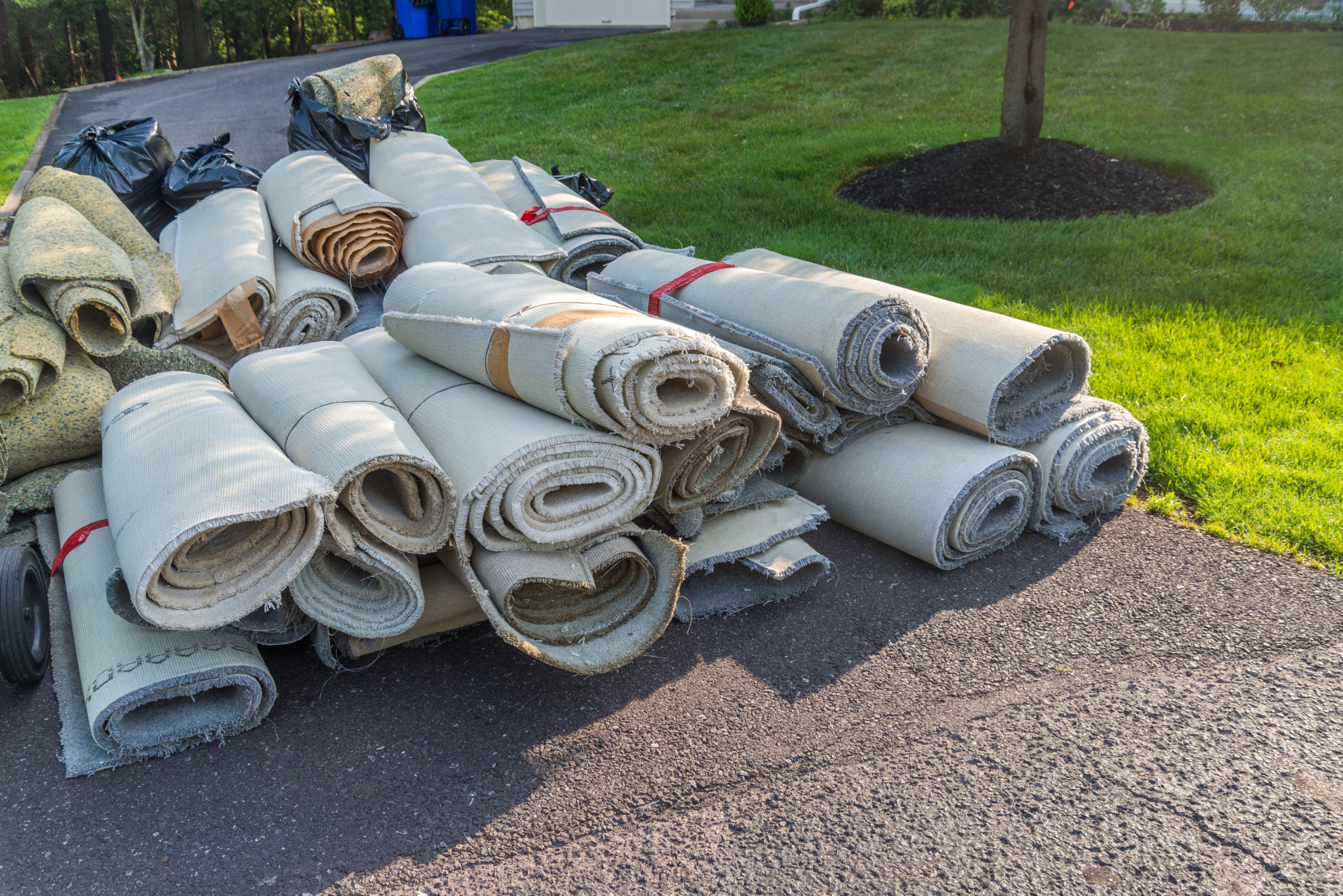 Old carpet removed from a house.