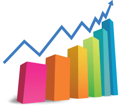 bar and line graph illustration showing growth