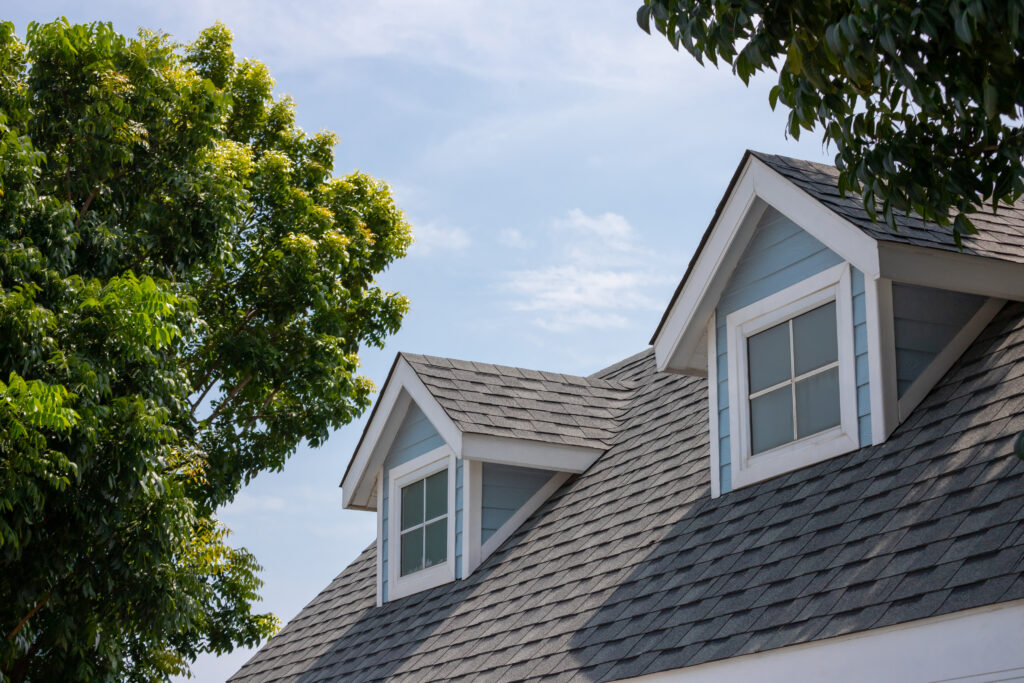 House with a  steep roof.