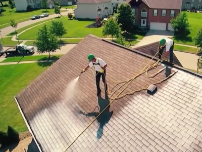 RoofMaxx rejuvenation treatment being applied.