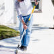 Man restoring concrete