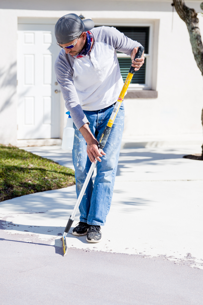 Man restoring concrete