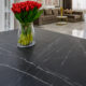 Luxurious black marble countertop on kitchen island